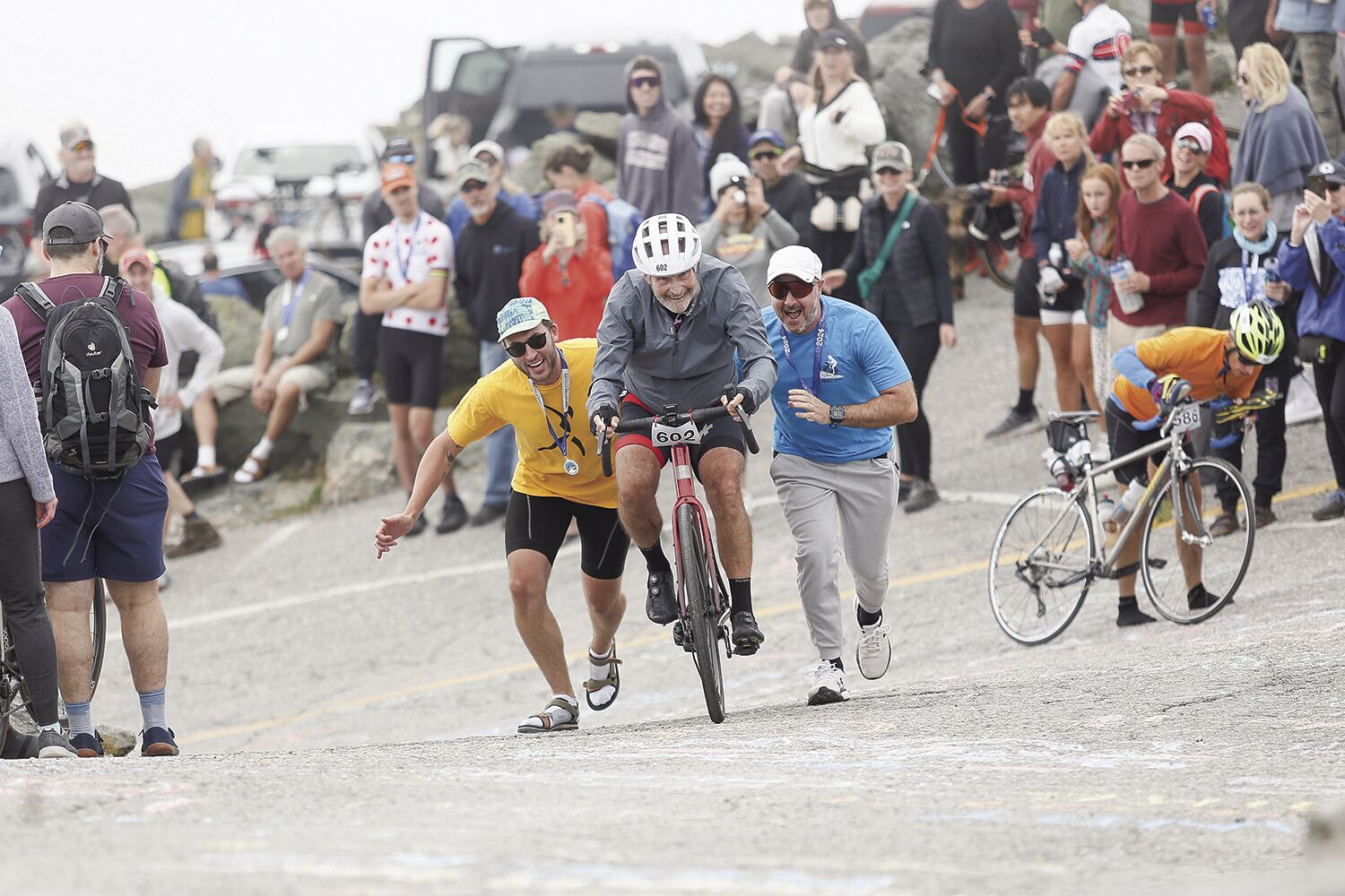 08-17-24 Bicycle Hillclimb help up final hill